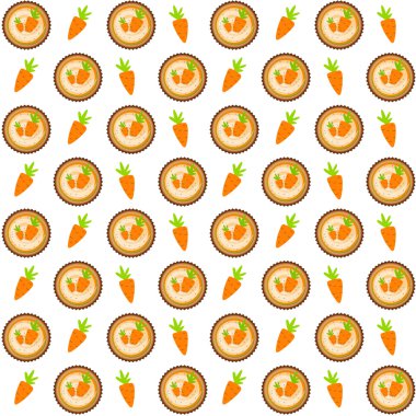 Tatlı kek havuç Dikişsiz desen arka plan vektör Illus ile