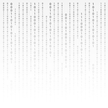 Siyah ve beyaz. Algoritma ikili kod ile arka planda rakamlar