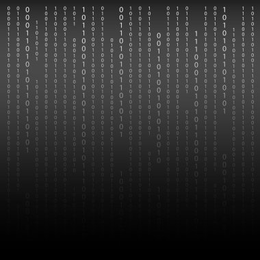 Siyah ve beyaz. Algoritma ikili kod ile arka planda rakamlar