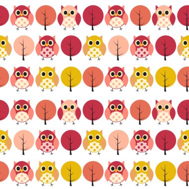 Baykuş Dikişsiz desen arka plan vektör çizim