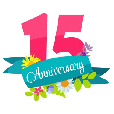 Şirin Şablon 15 yıl yıldönümü işareti vektör çizim