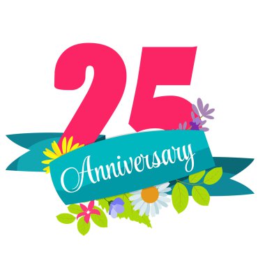 Şirin şablonu 25 yıl yıldönümü işareti vektör çizim
