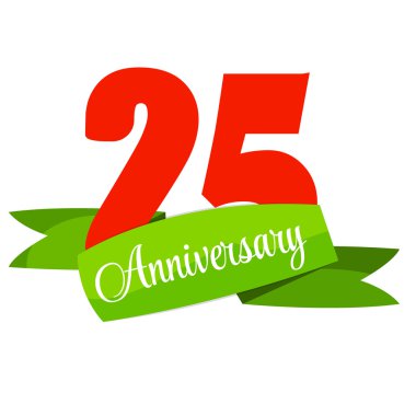 Şirin şablonu 25 yıl yıldönümü işareti vektör çizim