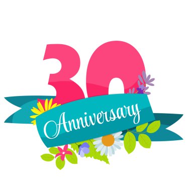 Şirin şablon 30 yıl yıldönümü işareti vektör çizim