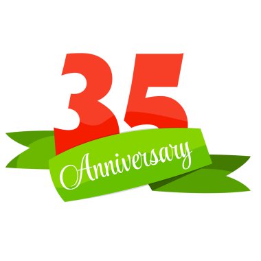 Şirin şablon 35 yıl yıldönümü işareti vektör çizim