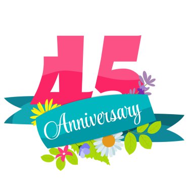 Şirin şablon 45 yıl yıldönümü işareti vektör çizim