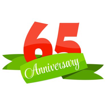 Şirin şablon 65 yıl yıldönümü işareti vektör çizim