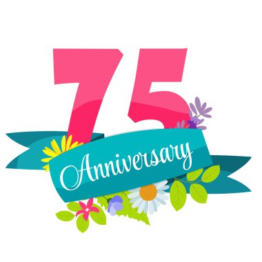 Şirin şablon 75 yıl yıldönümü işareti vektör çizim