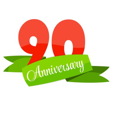 Şirin şablon 90 yıl yıldönümü işareti vektör çizim