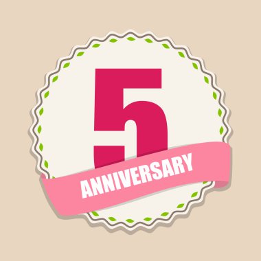 Sevimli Şablon 5 Yıl Yıldönümü İşaretvektör İllüstrasyon