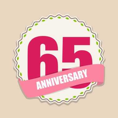 Şirin şablon 65 yıl yıldönümü işareti vektör çizim