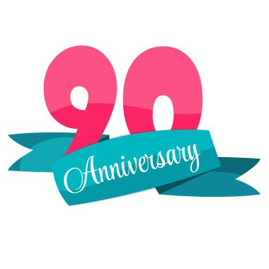 Şirin şablon 90 yıl yıldönümü işareti vektör çizim