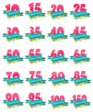 Şirin doğal çiçek yıldönümü şablon vektör çizim