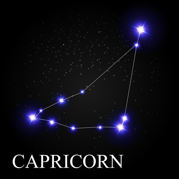Capricorn Zodiac Sign with Beautiful Bright Stars on the Backgro
