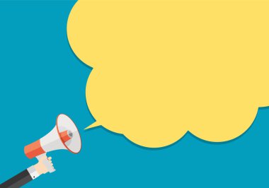 El megafon ve konuşma balonu vektör çizim