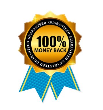 Altın etiket 100 para iadesi. Vektör çizim