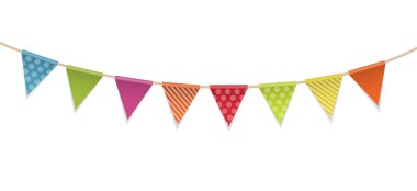 Beyaz arka plan vektör çizim kağıtları bayrakları üçgen