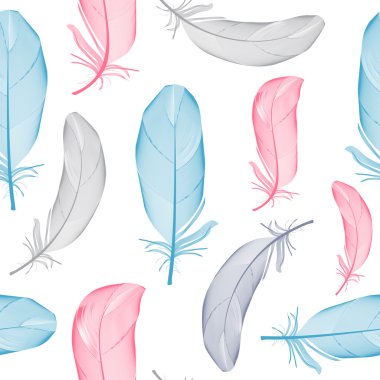 Dikişsiz desen arka plan vektör Illus kuş tüyü el çekilmiş