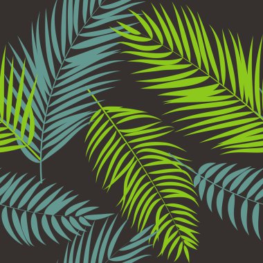 Beautifil palmiye ağacı yaprak siluet Dikişsiz desen arka plan