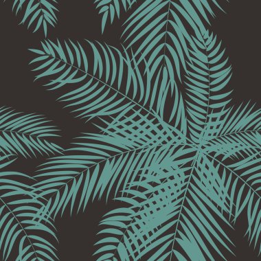 Beautifil palmiye ağacı yaprak siluet Dikişsiz desen arka plan
