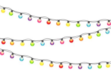 Çok renkli Garland lamba ampul şenlikli vektör çizim