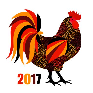 Kırmızı ateş horoz, 2017 yıl sembolü vektör çizim