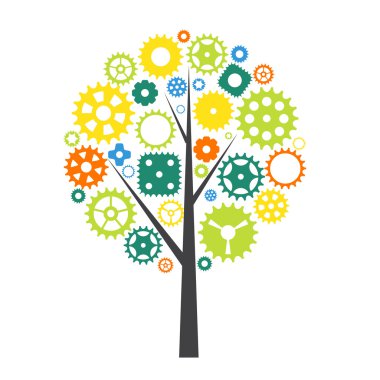 Makine Dişli çark dişli ağaç kavramı. Vektör çizim