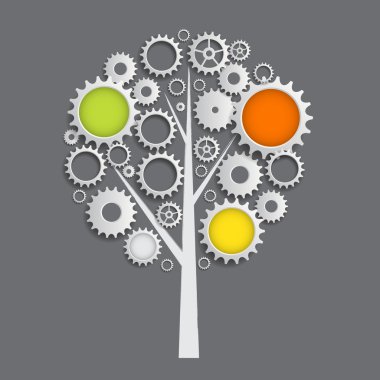 Makine Dişli çark dişli ağaç kavramı. Vektör çizim