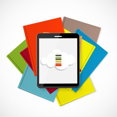 Üstünlük E-kitap üzerinde kağıt kitap kavramı vektör çizim