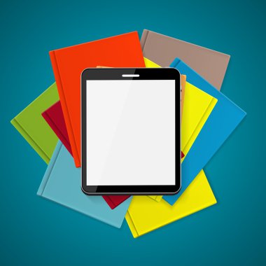 Üstünlük E-kitap üzerinde kağıt kitap kavramı vektör çizim