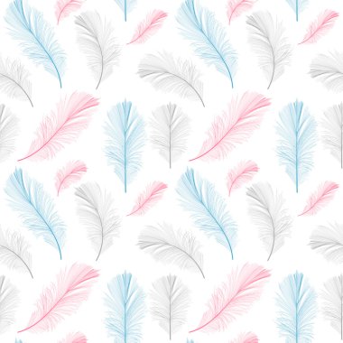 Dikişsiz desen arka plan vektör Illus kuş tüyü el çekilmiş