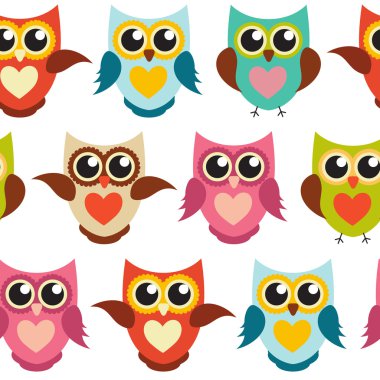 Şirin baykuş Dikişsiz desen arka plan vektör çizim