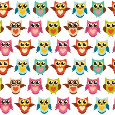 Şirin baykuş Dikişsiz desen arka plan vektör çizim