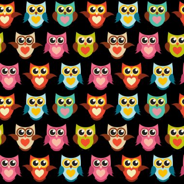 Şirin baykuş Dikişsiz desen arka plan vektör çizim