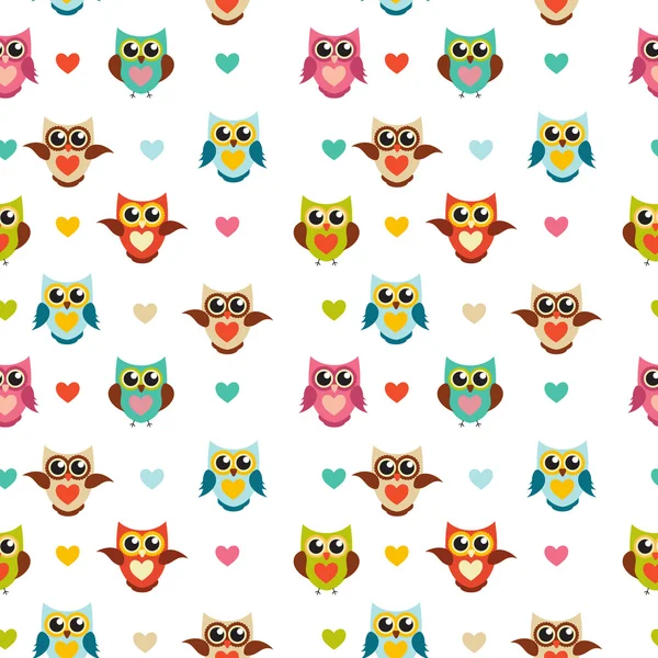 Şirin baykuş Dikişsiz desen arka plan vektör çizim