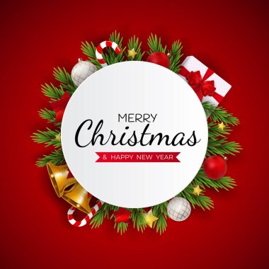 Mutlu Noeller ve Mutlu Yıllar Tatil Şablonu Geçmişi. Vektör Illustration EPS10