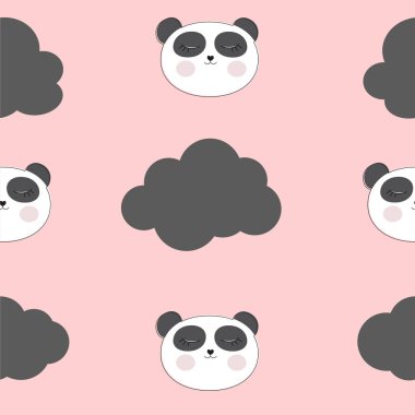 Kart ve gömlek tasarımı için küçük şirin panda deseni. Vektör Illustration EPS10