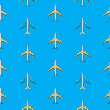 Uçak Kusursuz Desenli Arkaplan Vektör İllüstrasyonu EPS10