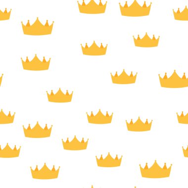 Prenses Altın Taç Kraliyet Vintage Lüks Kusursuz Şablon Arkaplanı. Vektör İllüstrasyonu