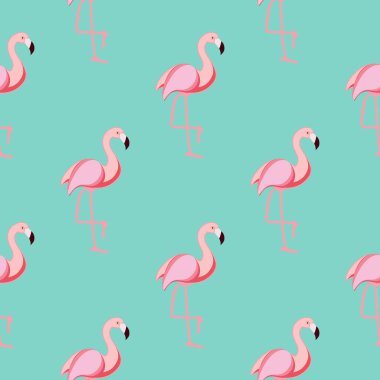 Şirin Kusursuz Flamingo Desenli Vektör İllüstrasyonu EPS10