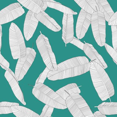 Tropik Palmiye Yaprakları Kusursuz Kalıp Arkaplan. Vektör Illustration EPS10