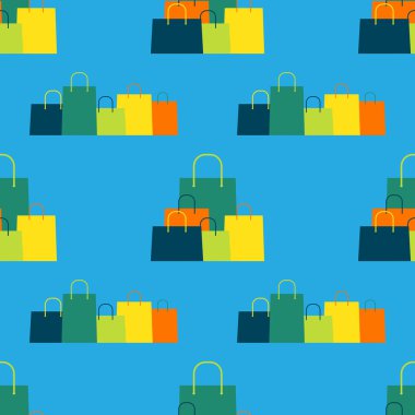 Alışveriş Torbaları Kusursuz Şablon Arkaplanı. Vektör Illustration EPS10