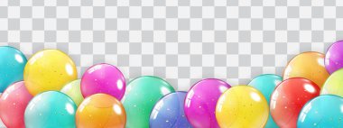 Şeffaf balonlarla izole edilmiş tatil sınırı. Reklam, terfi ve doğum günü kartı ya da davetiye için kullanılabilir. Vektör Illustration EPS10