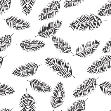 Düğün, yıldönümü, doğum günü ve parti için kusursuz Palm Leaves deseni. Pankart, poster, kart, davetiye ve albüm için tasarım. Vektör İllüstrasyonu