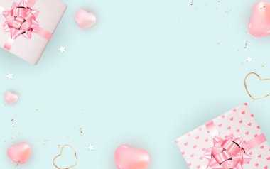 Sevgililer Günü Arkaplan Tasarımı. Reklam, web, sosyal medya ve moda reklamları için şablon. Poster, broşür, tebrik kartı, web sitesi Vektör İllüstrasyonu başlığı