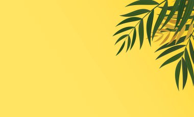 Soyut Gerçekçi Yeşil Palmiye Yaprağı Tropik Arkaplan. Vektör illüstrasyonu