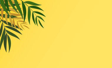 Soyut Gerçekçi Yeşil Palmiye Yaprağı Tropik Arkaplan. Vektör illüstrasyonu