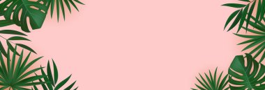 Doğal Gerçekçi Yeşil Palmiye Yaprağı Tropikal Arkaplan. Vektör illüstrasyonu