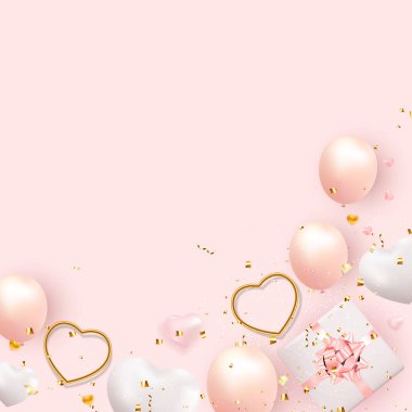 Sevgililer Günü Arkaplan Tasarımı. Reklam, web, sosyal medya ve moda reklamları için şablon. Poster, broşür, tebrik kartı, web sitesi Vektör İllüstrasyonu başlığı