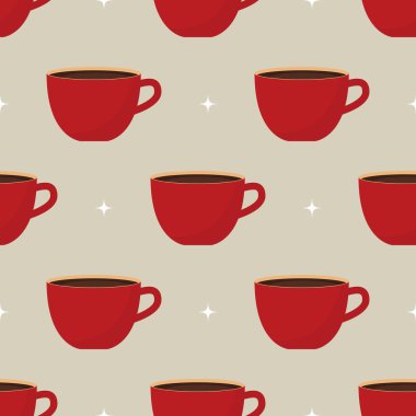 Kusursuz bir şablon ve bir fincan kahve. Vektör Illustration EPS10